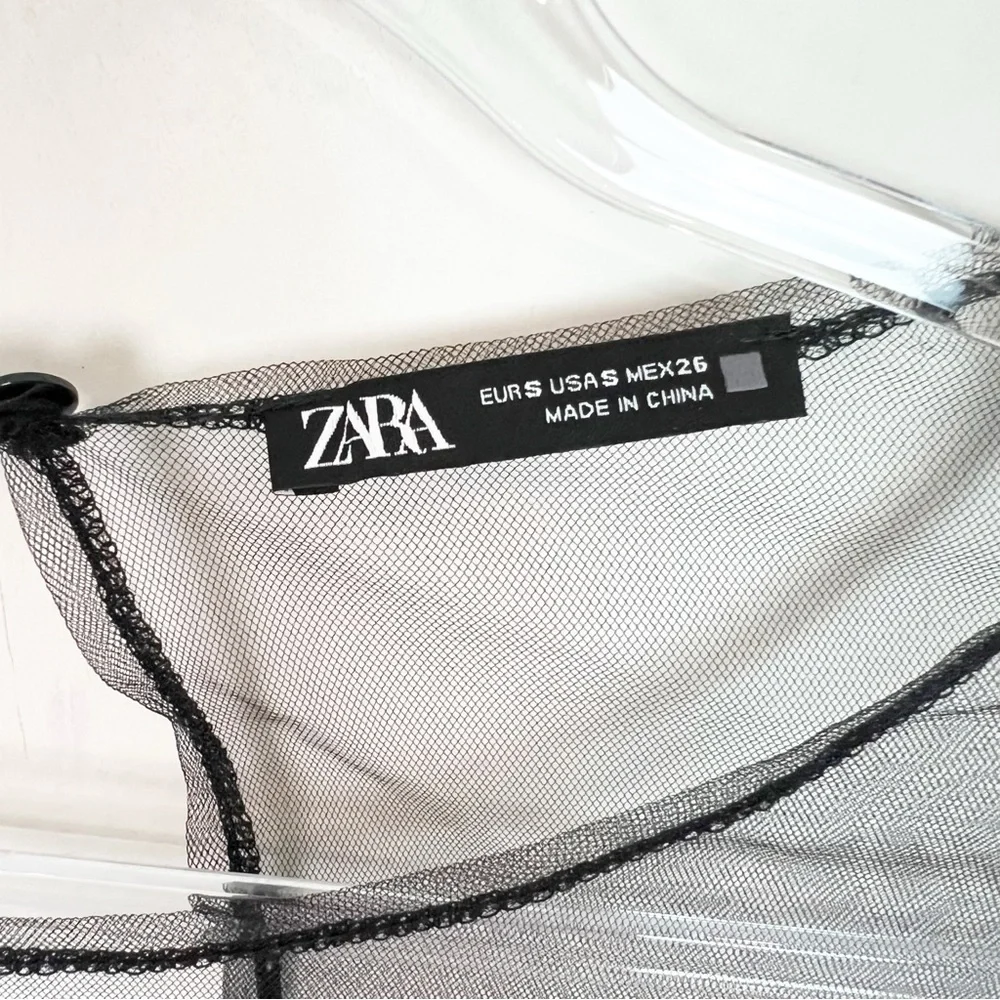 ZARA BLACK BODICE SHEER MESH SLEEVE NECKLINE LONG SLEEVES SEXY PARTY SMALL - Picture 5 of 9